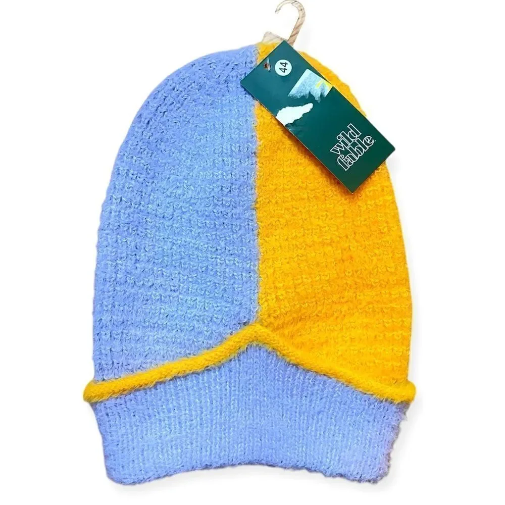 Wild Fable Women’s Purple Orange Colorblock Soft Knit Beanie Hat OS